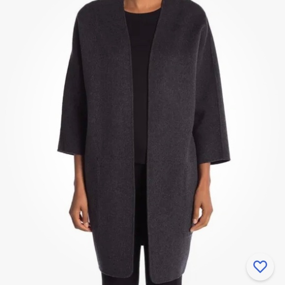 Vince M double faced wool/cashmere reversible coat. Heather grey/ charcoal grey - Picture 10 of 11